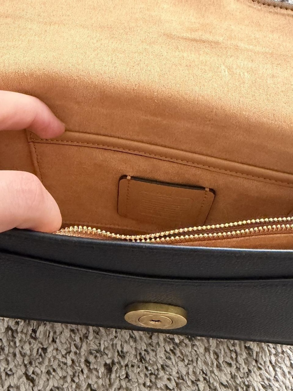 Coach Black Leather Shoulder Bag with Gold 'C' Hardware - Picture 4 of 4